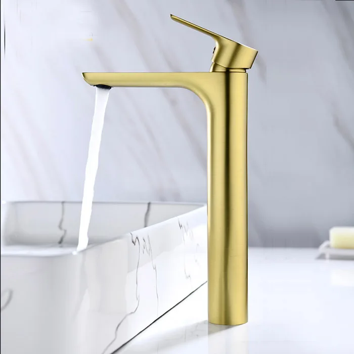 Твердый латунный Deaign настил дизайнерский смеситель матовый квадратный матовый золотой кран Ванная комната маленький смеситель для раковины BL709