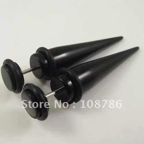 

2pcs 8mm Free Shipping Wholesale Black Fake Ear Expander Ear Taper Stretchers Fake Ear Plug Acrylic Body Piercing Jewelry