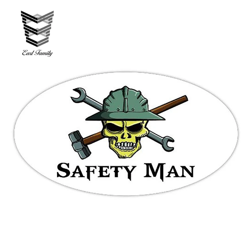 Earlfamily 13Cm X 7.2Cm Safety Man Skull Hard Hat Tools Hammer Wrench Tool Frac It Decal Car Truck Window Bumper Car Stickers