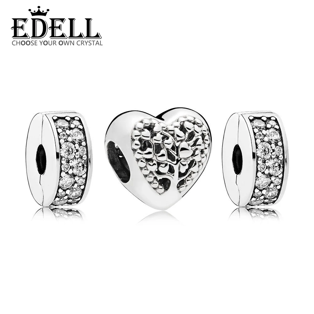 

EDELL 100% 925 Sterling Silver Brand New SHINING ELEGANCE SPACER CLIP Flourishing Hearts Charm Pack Set RAU0449 791817CZ
