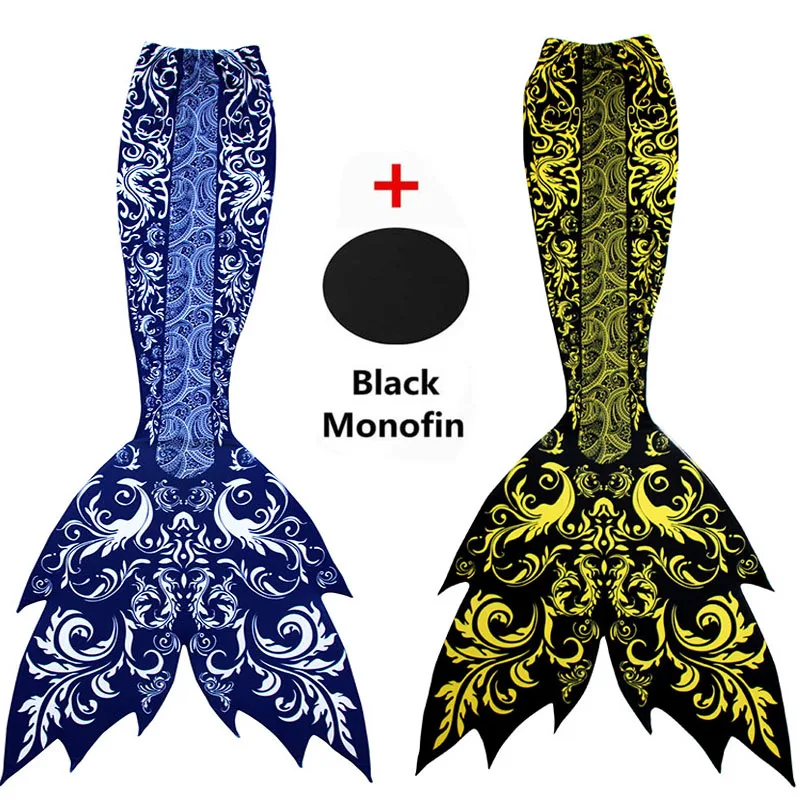 

High Quality Adult Women Men Mermaid Tail With Black Monofin Vacation Swimmable Costumes Swimsuits Beach Fancy Tails 2019 New