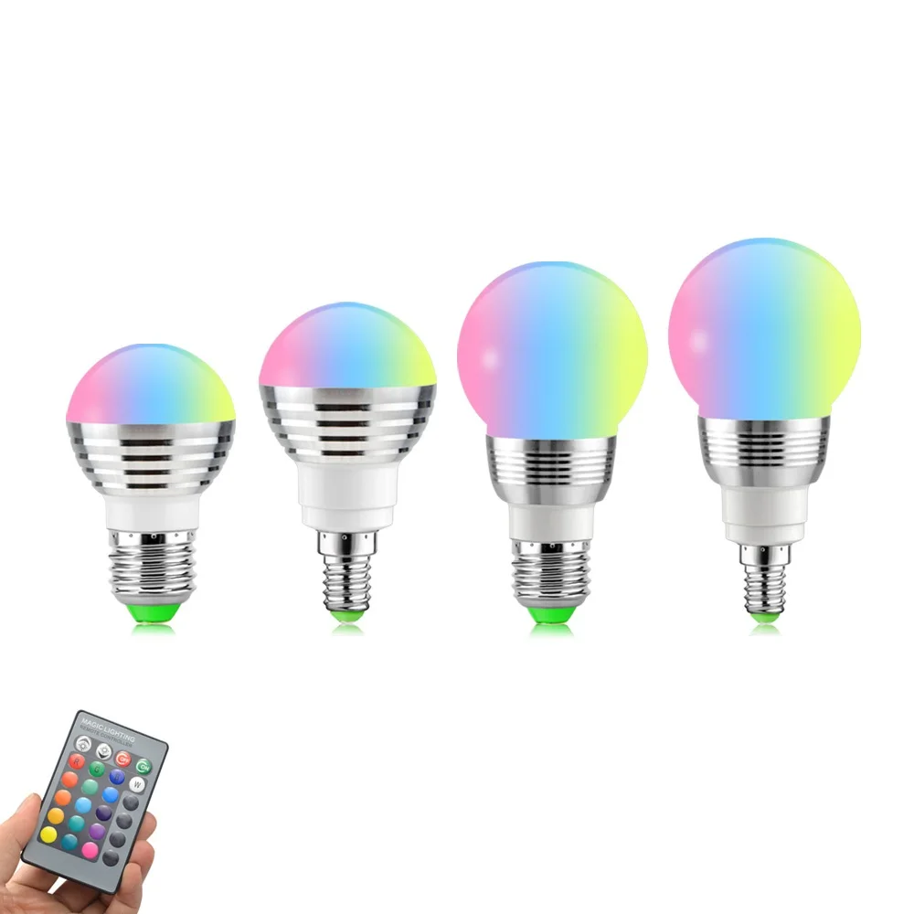 

E14 E27 RGB LED Light Bulb With Remote Control Bombillas LED Lamp Smart Bulb AC 85V-265V Ampoule LED Bulb 5W 7W