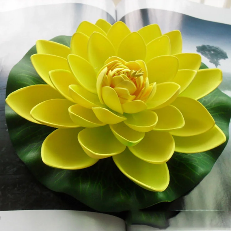 1Pcs 17cm Artificial Foam Flowers Fake Lotus Water Lily Fish Tank