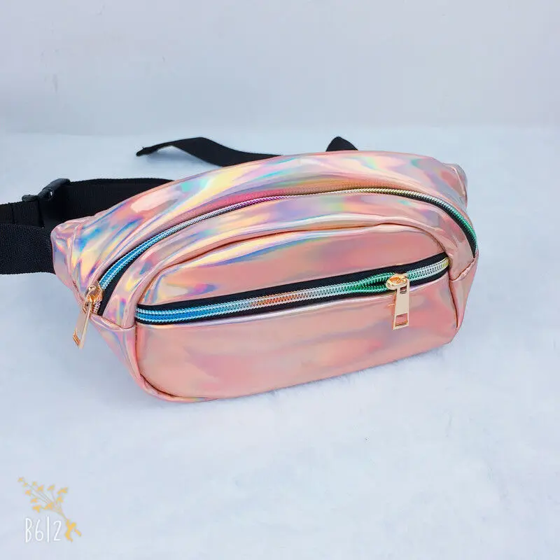 Champagne Для женщин из искусственной кожи путешествия талии Fanny Pack деньги ремень фестиваль праздник кошелек Блеск Многоцветный Бум Сумка - Цвет: Champagne