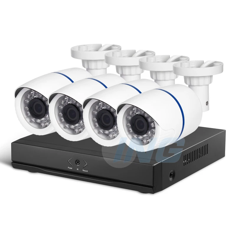 4CH POE 1080P CCTV IP камера система Комплект HD 4-канальный NVR 4 шт. 1920x1080P 2.0MP Водонепроницаемая камера комплект видеонаблюдения