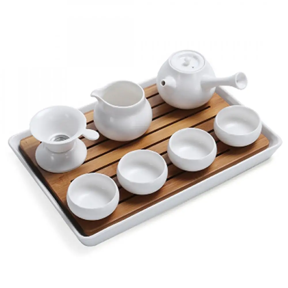 

Porcelain China Tea Set With Bamboo Tea Tray Tea Set Include Pot And Cup Elegant Gaiwan Beautiful And Easy Teapot Kettle Teacup