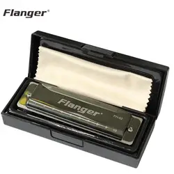 Flanger FH-02 гармоника изысканный диатонический Блюз Стандартный 10 отверстие 20 Тон с случае ключ C для начинающих профессиональная Губная