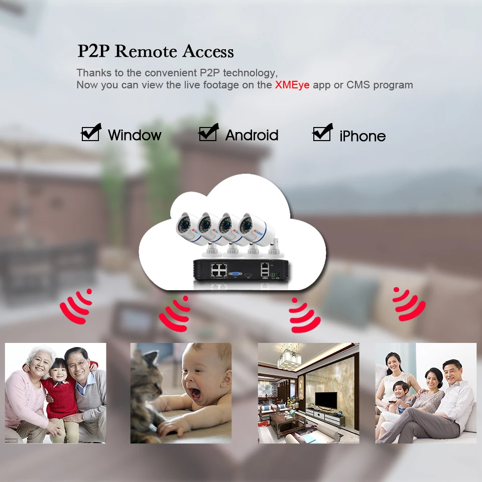 Система видеонаблюдения BESDER PoE 720P МП 4 канала 15 В NVR 2/4 IP камеры|poe cctv kit|poe cctvkit kits |