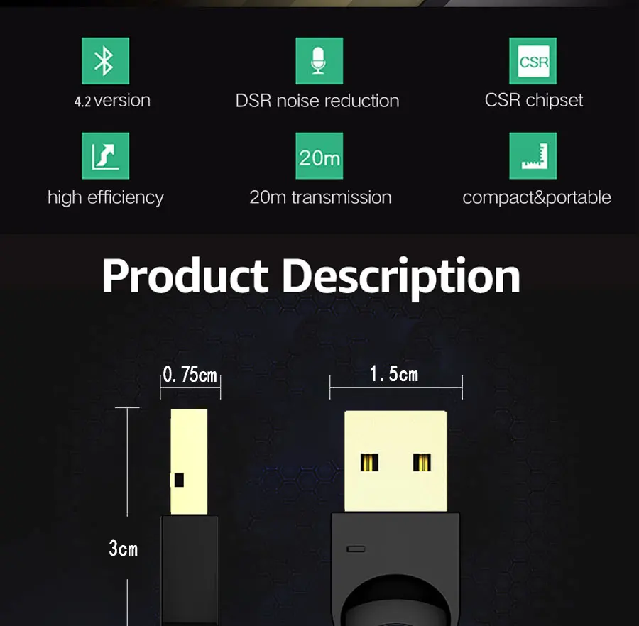 Беспроводной usb-адаптер Bluetooth для компьютера Беспроводная гарнитура Bluetooth динамик CSR 4,2 Бесплатный драйвер Bluetooth ключ/приемник