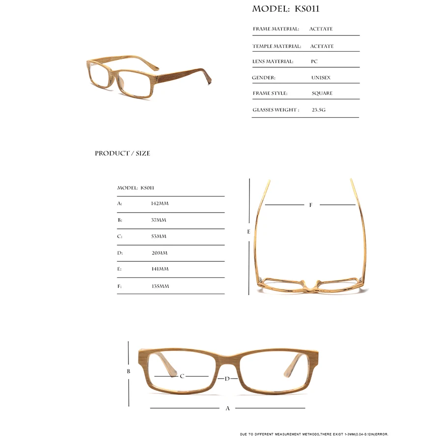 KISUNRISE ацетатная оправа, женские очки по рецепту, деловые мужские очки, оптическая оправа, холодная древесина, очки KS011