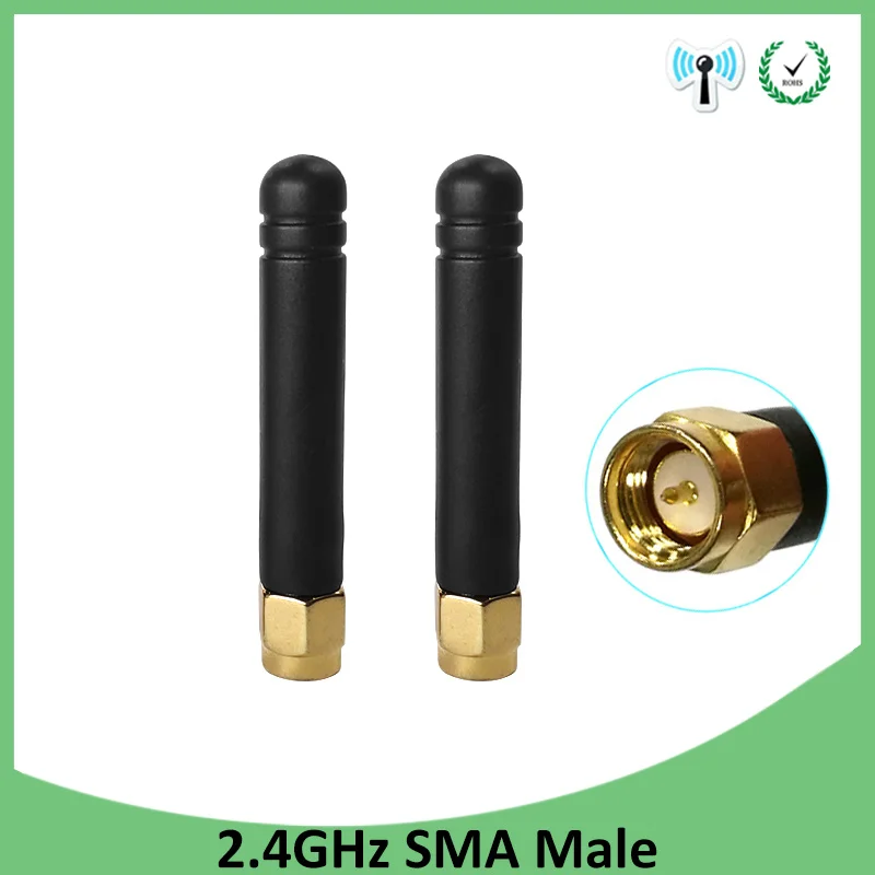

10pcs 2.4GHz antenna wifi SMA Male connector 2dbi wifi 2.4 ghz antenna Small Size antena Zigbee wi fi antenne wi-fi antennas