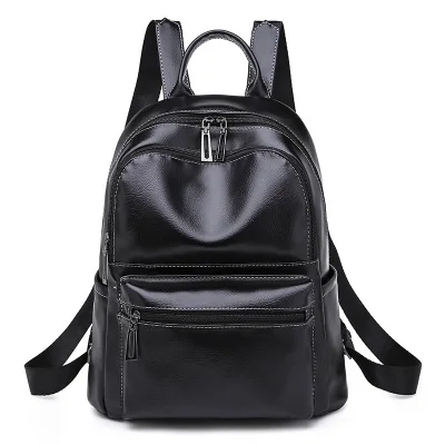 Стиль открытый дорожный рюкзак для женщин PU сумка на плечо модный тренд в - Цвет: black