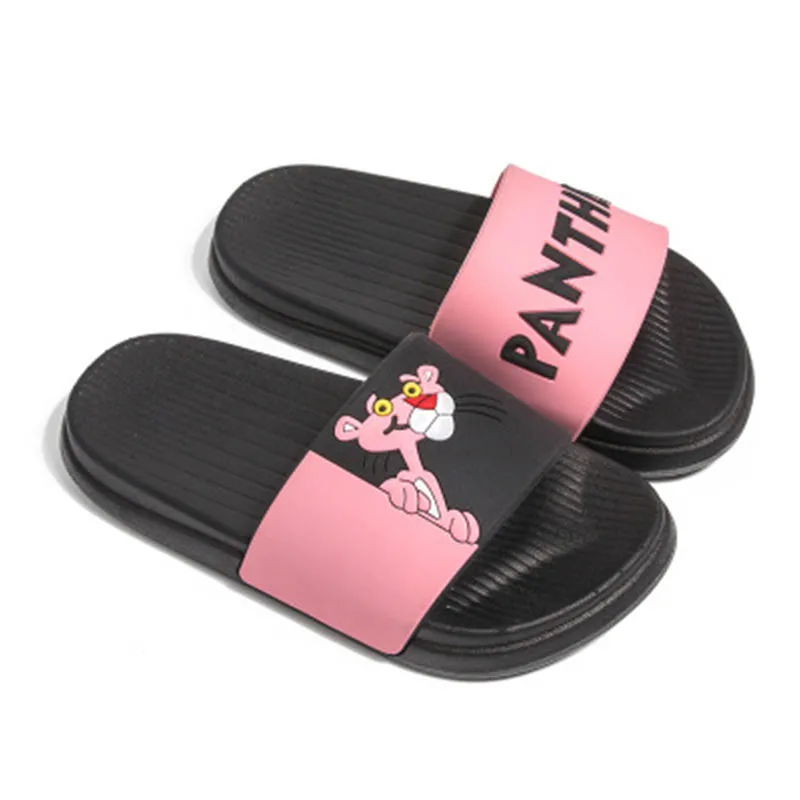 

OLOMM Summer New Ladies Slippers Cartoon Pink Leopard Slippers Ladies Indoor Outdoor Leisure Non-slip Soft Bottom Home Slippers