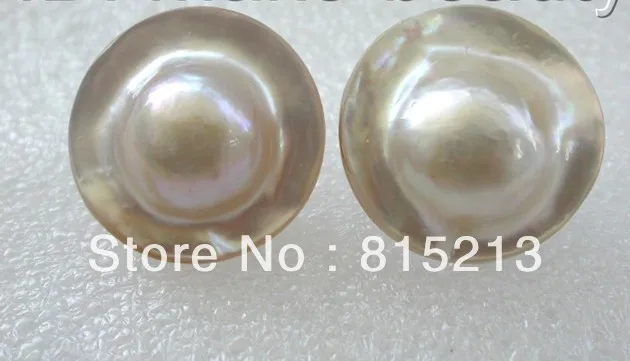 

wb00328 stunning big 24mm round white south sea mabe pearl earrings 14KGP stud