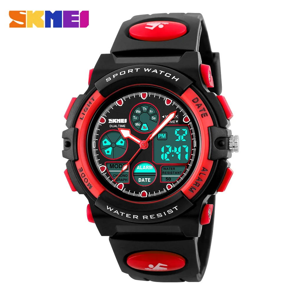 SKMEI Children Led Digital Dual Display Wristwatches Boys Quartz Watch Relogio Multifunction 50M Waterproof Kids Sports Watches enlarge