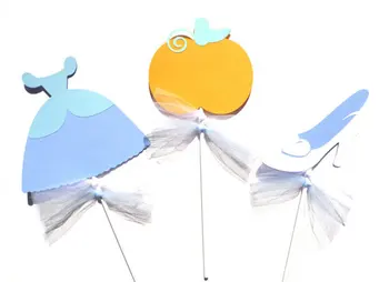 

Cinderella Princess Cupcake Toppers with ribbons wedding girls birthday bridal baby shower Party food picks
