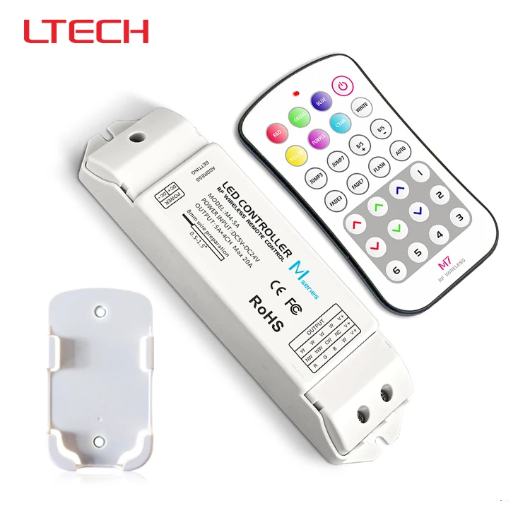 

M7+M4-5A,M7 touch rf remote with M4-5A CV receiver led dimmer controller,DC5V-DC24V input,5A*4CH max 20A output