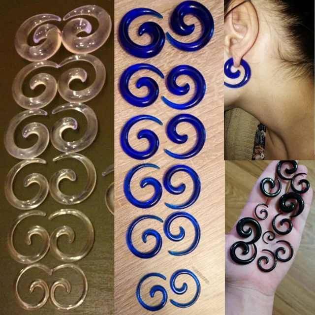 12Pcs Acrylic Spiral Ear Plug Stretching Tapers Body Jewelry ear taper earrings,piercing jewelry,ear piercing jewelry,body piercing jewelry,body jewelry