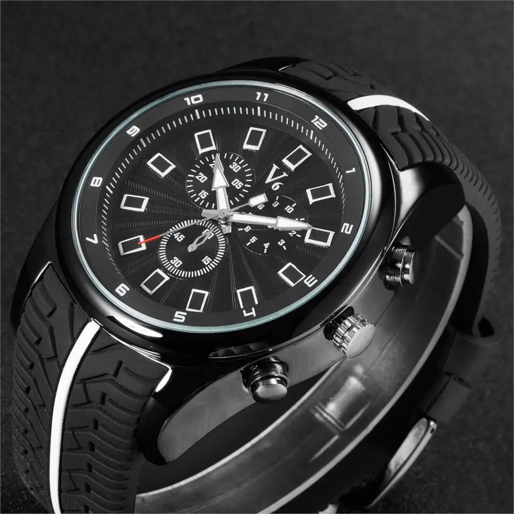 V6 Luxury Brand Watch Fashion Sports Watches Men Silicone Quartz Watch Military Watches Hour relogio masculino relojes hombre