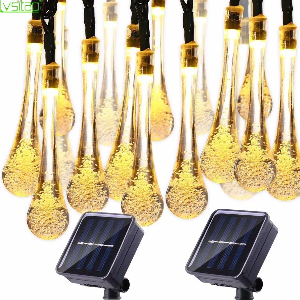 

30 Multicolor LEDSolar Fairy String Light Waterproof twinkle star Outdoor String Lights Crystal WaterDrop Xmas decoration Lights