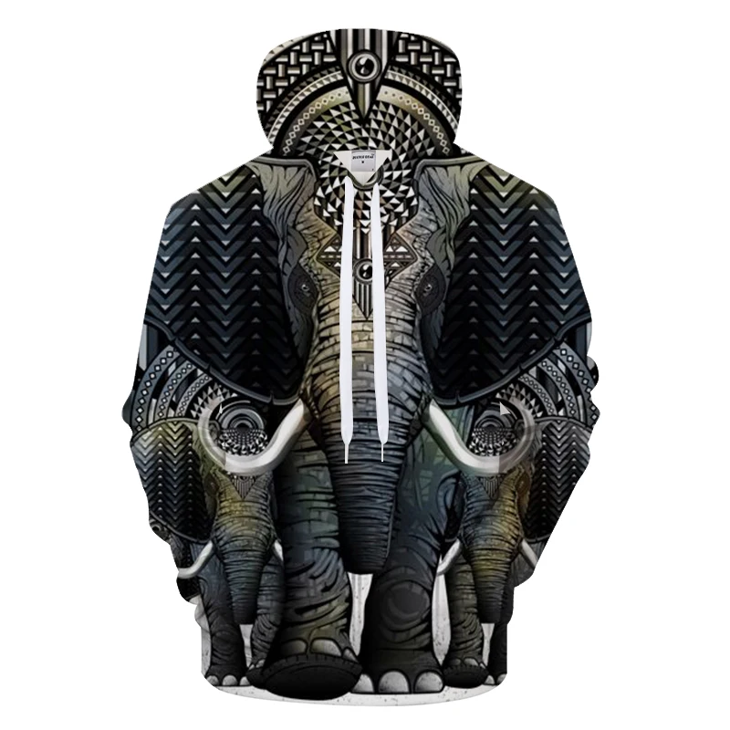 

Autumn & Winter Fashion Sweatshirt Men's Casual 3D Hoodie Elephant Print Loose Long Sleeve Pullover
