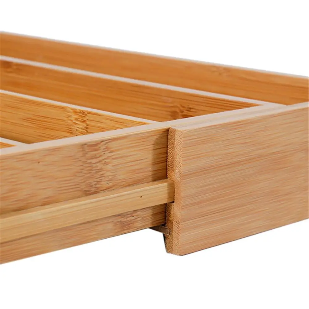 Столовые приборы, бамбуковый ящик для кухни, Многофункциональный органайзер для кухонной посуды, расширяемый лоток для столовых приборов, ящик для хранения, полка, держатель