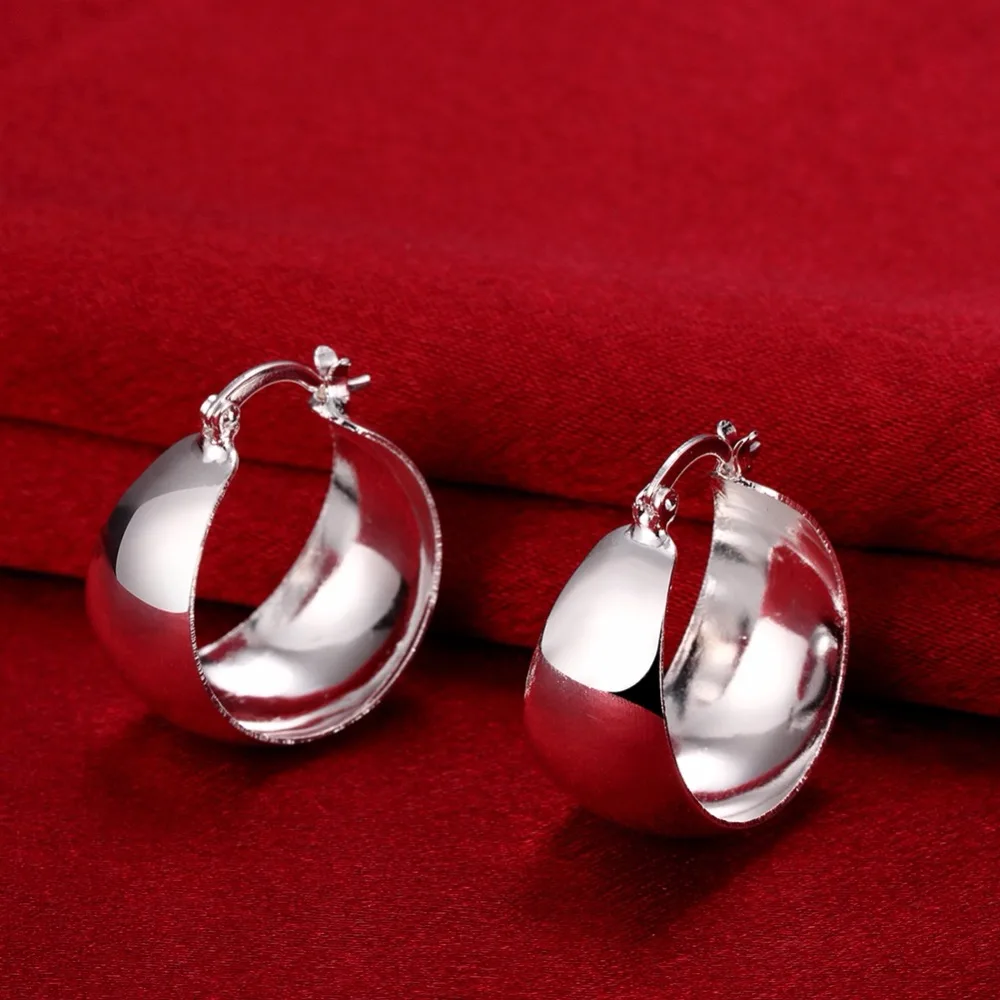 CHUKUI Silver Thcik Hoop Earrings Wide Circle Statement Hoop Earings Plata De Dey For Woman Party Alloy Loop  (8)