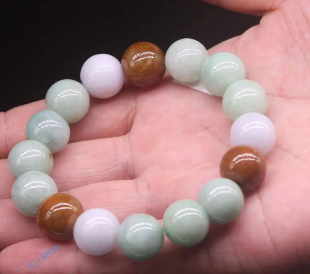 

Certified 3 Color Natural Grade A ite Beads Bangle Bracelet 14 mm 455 stone