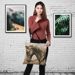 CROWDALE Double-sided printing steed Printed Luxury Women Large linen Shopping Bag Tote Shoulder Bag for Ladies customization CROWDALE Double-sided printing steed Printed Luxury Women Large linen Shopping Bag Tote Shoulder Bag for Ladies customization