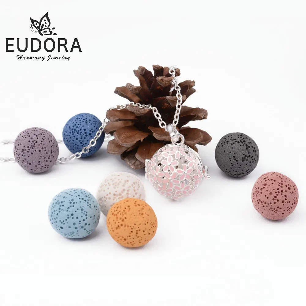 Eudora Cherry Harmony Bola мяч маленький розовый цветочный диффузор медальоны для женщин Ангел звонящий 18 мм медальон клетка Подвески для DIY