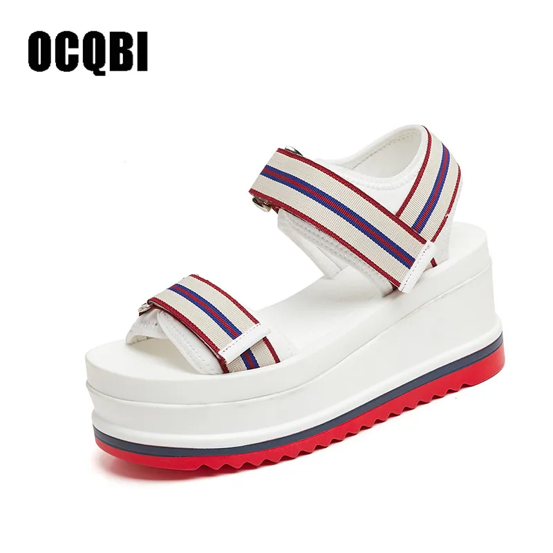 

Summer Shoes Woman Platform Sandals Women Soft Casual Open Toe Hook Loop Gladiator wedges Trifle Mujer Sexy Females Flat Shoes