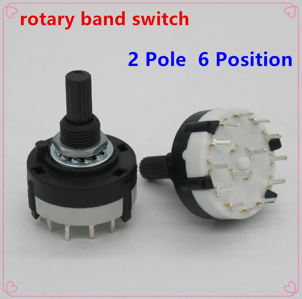 

2pc High-quality RS26 2 Pole Position 6 Selectable Band Rotary Channel Selector Switch Single Deck Rotary Switch Band Selector