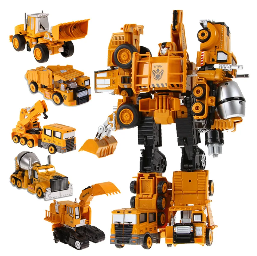 

[Temila] 5 in 1 Genuine Engineering Vehicle Hercules boy Deformation Transformation Truck Robots Toy Alloy car transformer robot