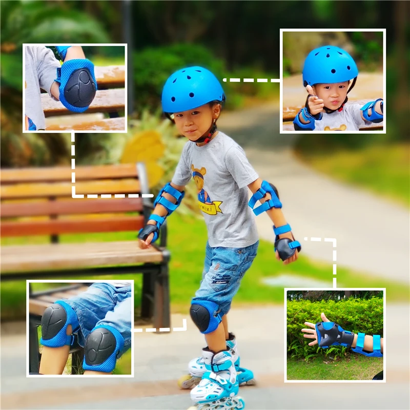 

Age 3 to 9 Years Old Kids Sport Protection Kit Knee Pad Wrist Pad Elbow Pads for Skating Skateboard Outdoor Sports Helmet