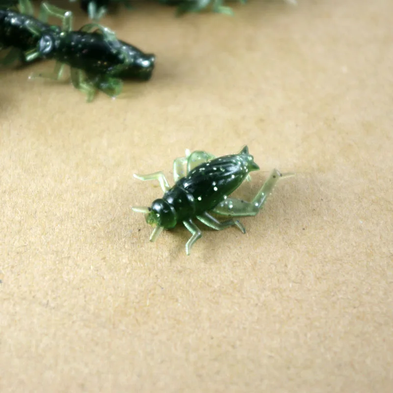 50pcs Green Soft Plastic Cricket Fishing Baits - Lifelike Silicone Lures For Freshwater & Saltwater