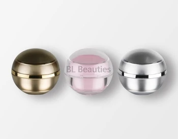 شراء500 قطعة/الوحدة 5 جرام الاكريليك الكرة شكل كريم صندوق ، زجاجة كريم ، مرطبان مستحضرات تجميل ، فارغة 4 ألوان فاخرة عينة مستحضرات التجميل الحاويات ...