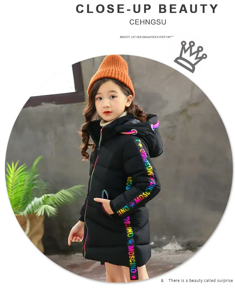 Детская зимняя куртка для девочек, детская парка г., теплая верхняя одежда для девочек-подростков детское пуховое пальто с капюшоном, одежда для девочек от 3 до 13 лет