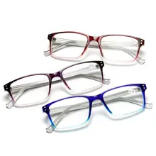 Новые простые удобные очки для чтения Легкие мужские и женские квадратные ПК рамки градиентного цвета