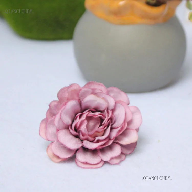 Light purple 100 шт Искусственный осенние Рододендрон шелковые цветы маленький Чай Роза Свадебная наручные Европейский стиль пион D75 - Цвет: Light purple