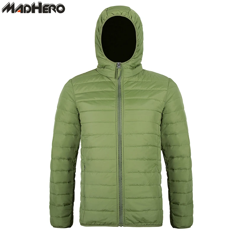 MADHERO Winter Lightweight Jacket Men With Bag Men's Simple Nylon