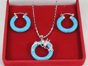 

GEM Fortune Pendant Necklace Earrings Set dubai turkish african beads jewelry set Quartz Fine Bridal wide women