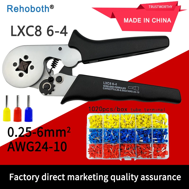 

Mini-Type Self-Adjustable Crimping Tools Pliers LXC8 6-4 0.25-6mm 24-10AWG Tube Terminal Crimp Hands Tools