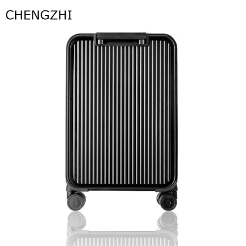 CHENGZHI высококачественный 2" 24" дюймов Алюминий-магниевого сплава прокатки багажа Роскошный деловой Дорожный чемодан на колесиках - Цвет: black