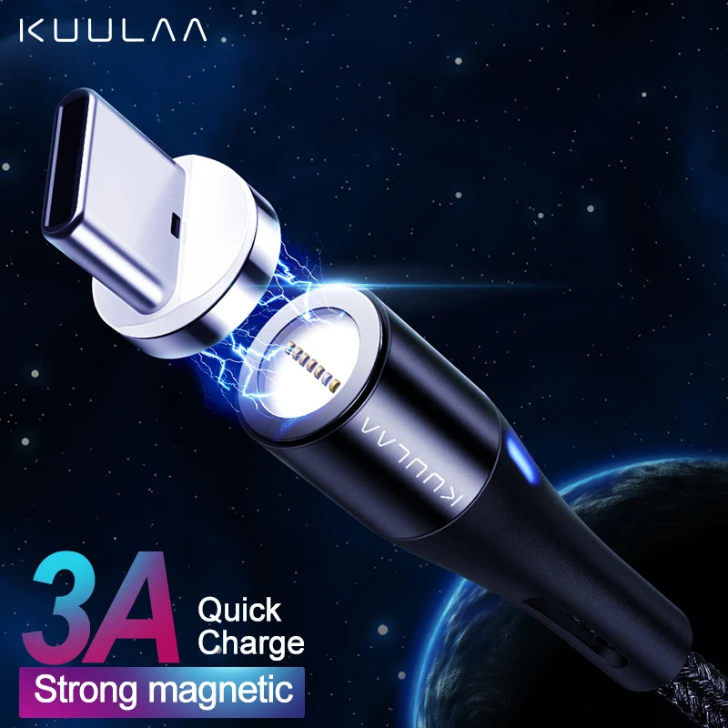 KUULAA كابل مغناطيسي USB نوع-C سريعة محول للشحن ل XiaoMi الهاتف المحمول شاحن المغناطيس USB نوع C سريع شحن USB-C الحبل
