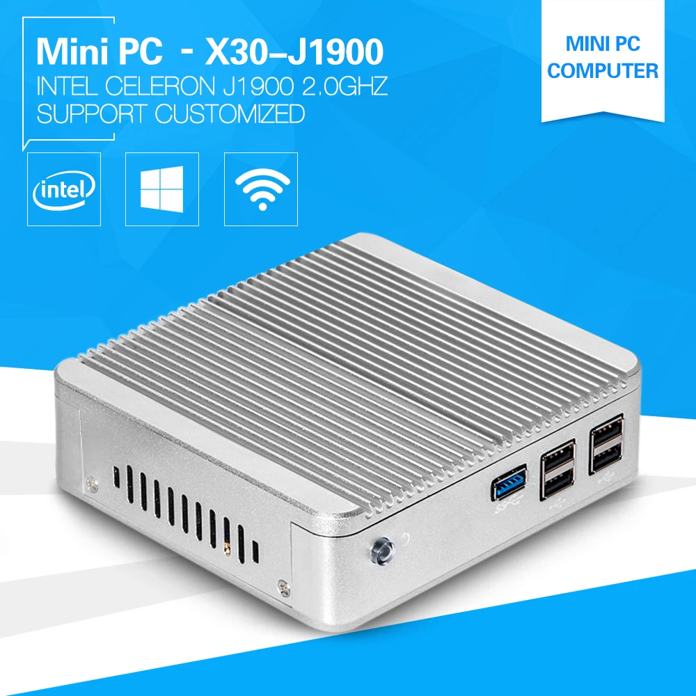  Cheap PC Computer Quad Core Celeron J1900 Mini PC Windows 10 with 4G Ram 64G SSD HDMI VGA USB3.0 Vensmile 