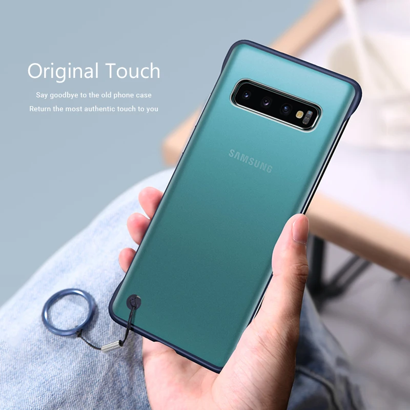 

For Samsung Galaxy S10 Plus S10e A20 A30 A50 A60 A70 A80 Frameless Ring Clear Slim Shockproof Hard Plastic Bumper Case Cover