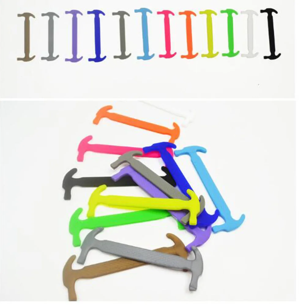12Pcs/lot Unisex Athletic Running No Tie Shoelaces Elastic Silicone Shoe Lace Strap