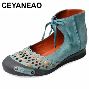 

CEYANEAOSpring And Summer Fashion Loafers Women Cutout Handmade ShoesWoman Genuine Leather Soft Casual Flat ShoesWomenFlatsE1531