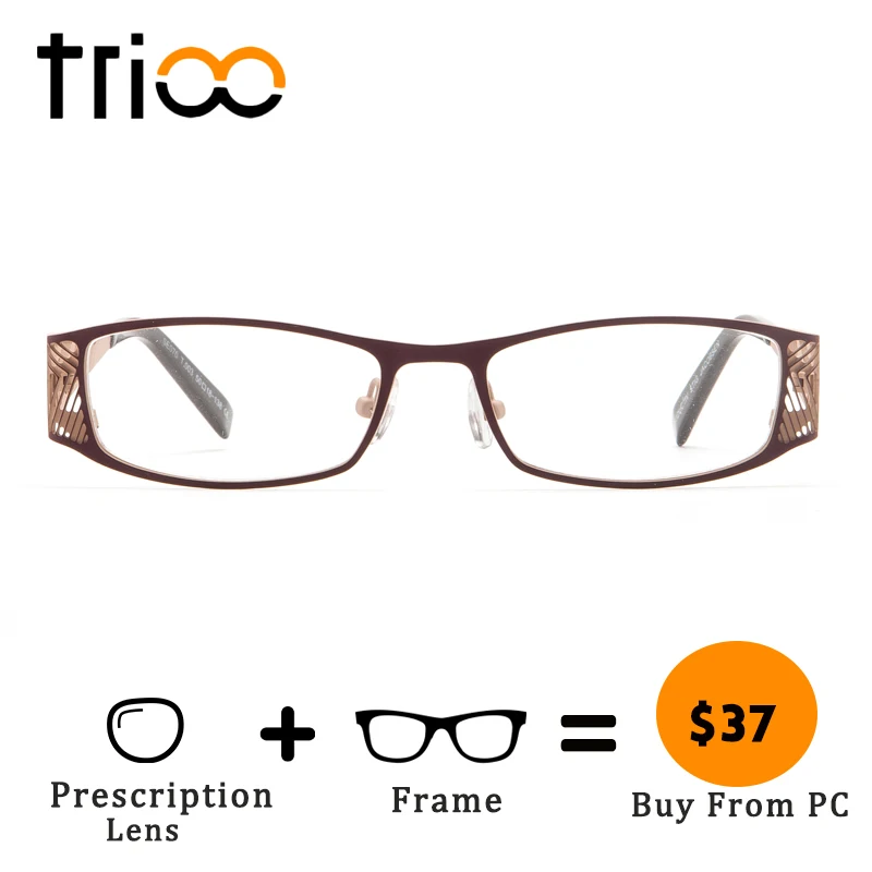 TRIOO Unique Chic Wide Temple Myopia Glasses Hollow Leaf Design Prescription Eyeglasses Oval