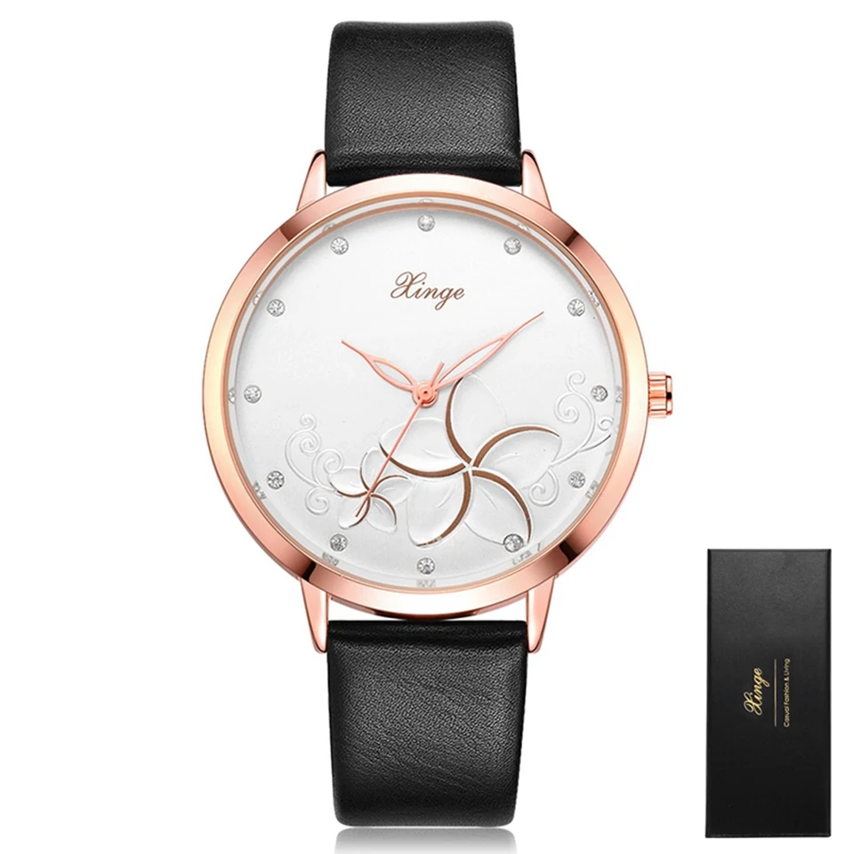 

Xinge Brand Women Watches Genuine Leather Qaurtz Luxury Flower Dress Watch Ladies Bracelet Quartz Rose Gold Wrist Watch Montre